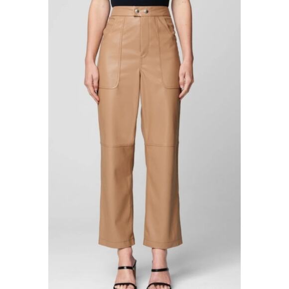 Blank NYC The Baxter Faix Leather Pants Straight Leg Thick Skin Tan Women's 29 - Picture 1 of 13